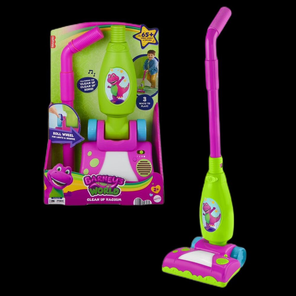 NIB Fisher Price Barney’s World Clean Up Vacuum Toy Lights Music Games